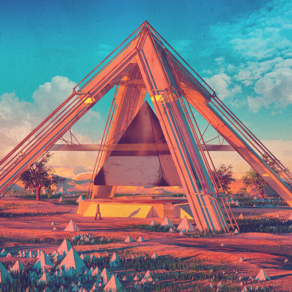 Beeple sci-fi 3D landscape