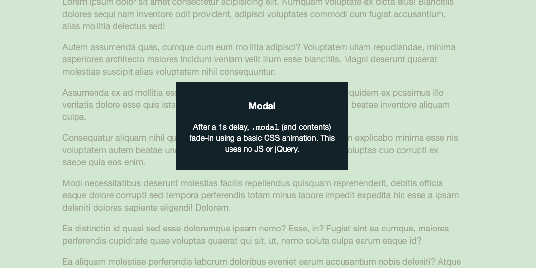 CSS-only fade-in modal